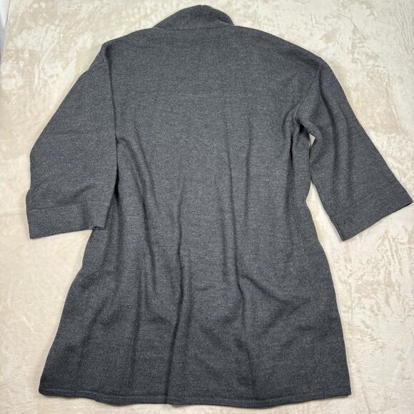 J. Mclaughlin 100% Wool Gray Open Cardigan Sweater Long Women's Size XL - Picture 5 of 7